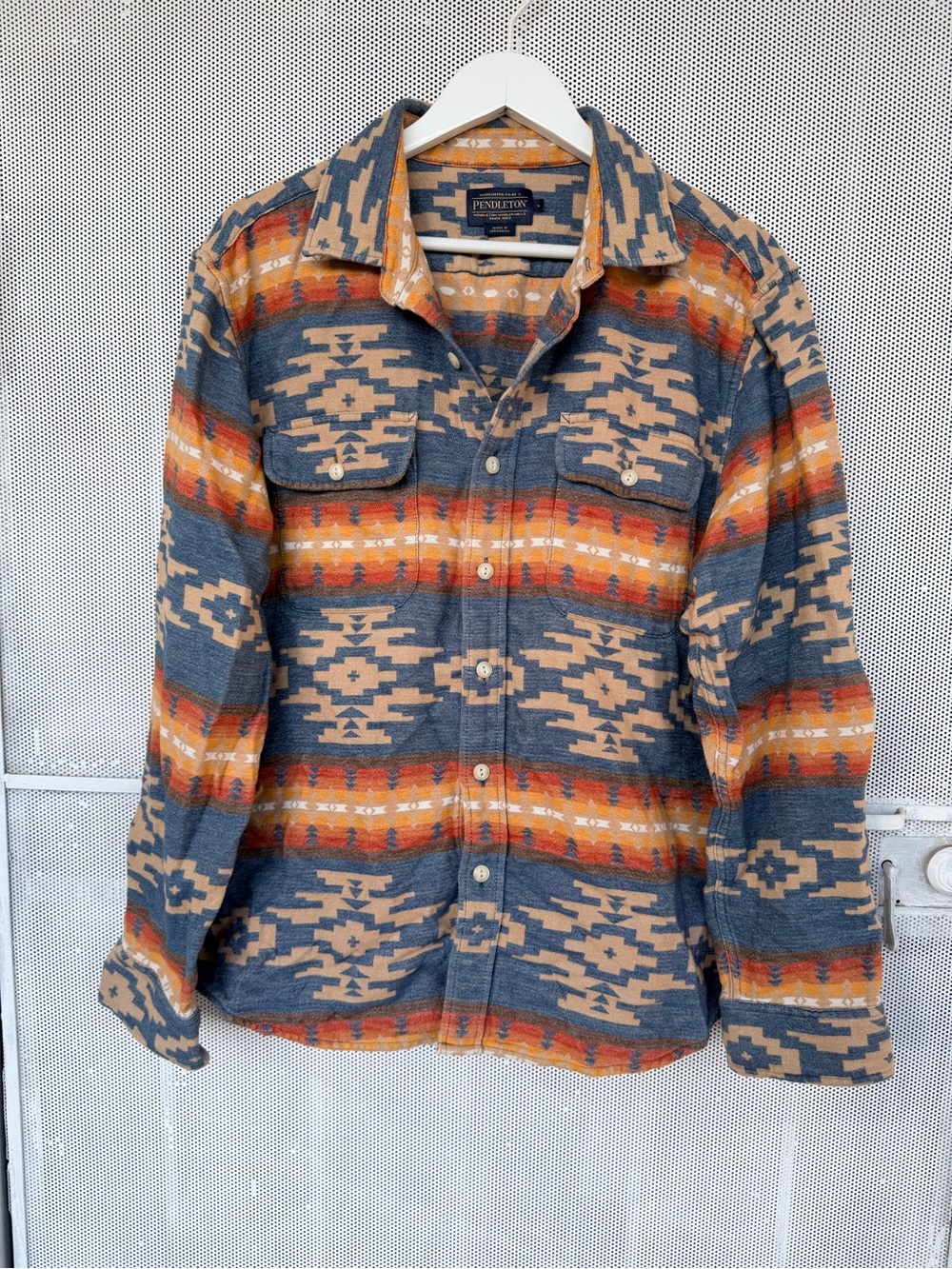 Pendleton Blue, Tan & Orange Aztec Wool Shirt Jacket